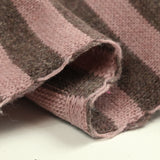 Maille laine rayée épaisse rose et brun