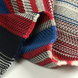 Tweed fantaisie en coton rouge et bleu