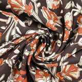Indian cotton country print brick and taupe brown background