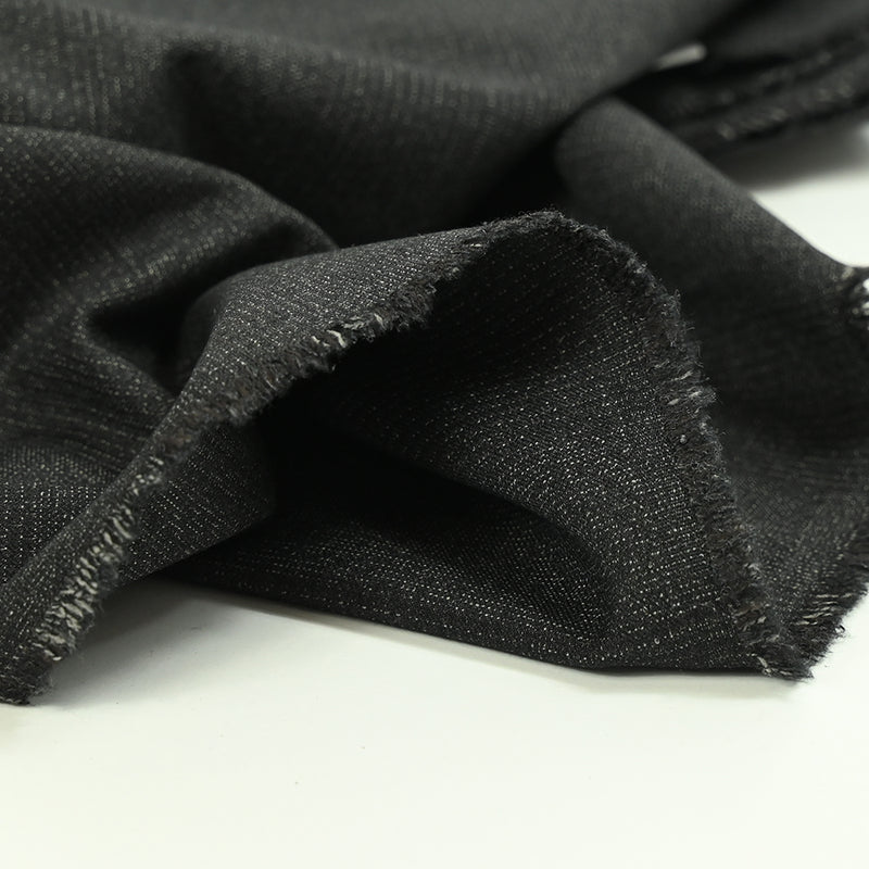 Tissu tailleur de polyester élasthanne à carreaux noir chiné kaki