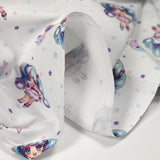 Algodón estampado de Kawaii blanco y rosa