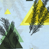 Light printed viscose graphics stems blue sky background