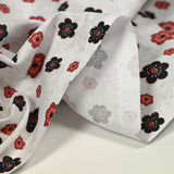 Black and red Marguerite printed cotton white background