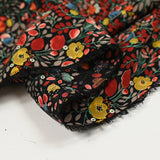 Polyester imprimé ballon floral rouge fond noir