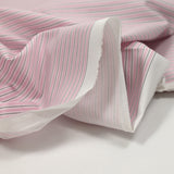 Coton imprimé rayé rose, blanc et gris