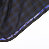 Tela de lana a cuadros marrón y azul