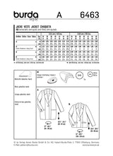 Patron Burda n°6463: Veste ample