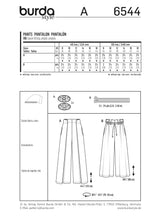 Patron Burda n°6544: Pantalon jambes amples