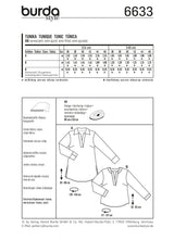 Patron n ° 6633 Burda Style: Tunic of necklines