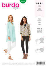 Patron n ° 6633 Burda Style: Tunic of necklines
