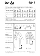 Patron n ° 6845: jacket, long coat