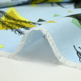 Light printed viscose graphics stems blue sky background