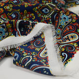 Polyester imprimé cachemire fond marine