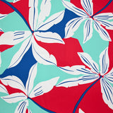 Satin de coton élasthanne palmier rouge et vert d'eau