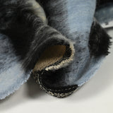 Laine mélangée brossée à poils longs carreaux noir, ciel et beige