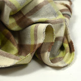 Laine mélangée brossée à carreaux beige, marron et anis