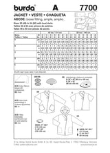 Patrón N ° 7700: Chaqueta y pantalones