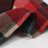 Lainage polyester à carreaux rouge, vert et beige
