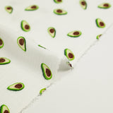 Double gaze imprimée avocat vert fond blanc
