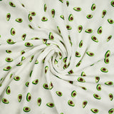 Double gaze imprimée avocat vert fond blanc