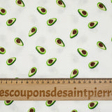 Double gaze imprimée avocat vert fond blanc