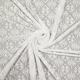 Mesh lace square of flowers white background