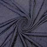 Jersey printed with holographic silver polka dots, navy blue background