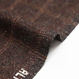 Laine mélangée mouchetée à carreaux fond marron