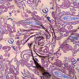 Sergé de viscose élasthanne cachemire violet fond blush