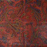 Jacquard polyester lamé cachemire jaune et bleu fond rouge clair