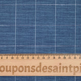Woven cotton dyed white line check mottled blue background