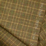 Flanelle laine mélangée carreaux jaune et vert fond beige
