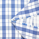 Twill de viscose à carreaux bleus fond blanc cassé