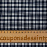 Polyester tissé-teint à carreaux blanc et bleu marine