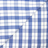 Twill de viscose à carreaux bleus fond blanc cassé