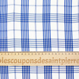 Twill de viscose à carreaux bleus fond blanc cassé