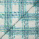 Laine mélangée brossée carreaux écru, bleu, rose et anis