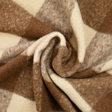 Laine mélangée brossée à carreaux noisette fond écru