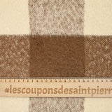 Laine mélangée brossée à carreaux noisette fond écru