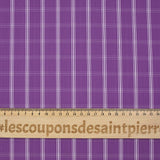 Polycoton tissé-teint à carreaux écru fond violet améthyste