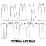 Patrón de costura de pantalones y pantalones cortos