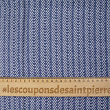 Crêpe de viscose imprimé chevron bleu denim