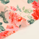 Voile de viscose imprimée rosier fond blush