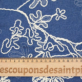 Chambray de coton brodé fond denim