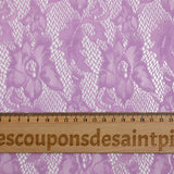 Dentelle polyester résille fleurs mauve