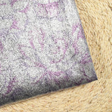 Jersey lamé argent imprimé hortensia violet