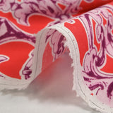 Voile de coton imprimé baroque fond rouge