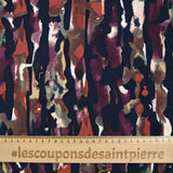 Crêpe viscose ottoman imprimé flaque violet fond marine