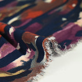 Crêpe viscose ottoman imprimé flaque violet fond marine