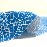 Blue background map printed cotton jersey